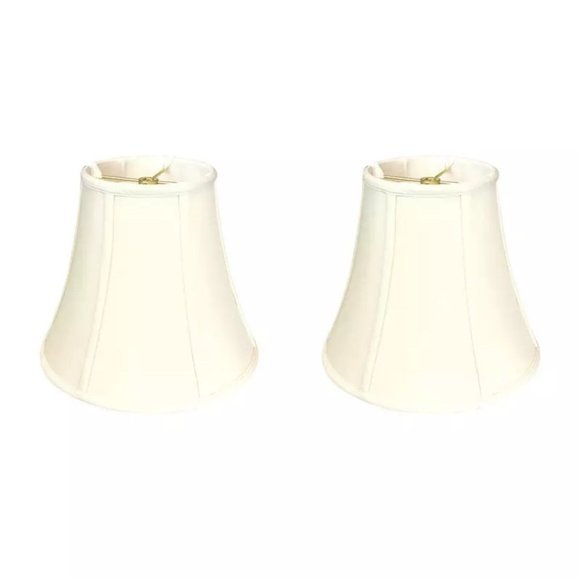 2 Ivory Bell Lamp Shades Linen Silk 12x6x9.5" by Royal Designs Inc